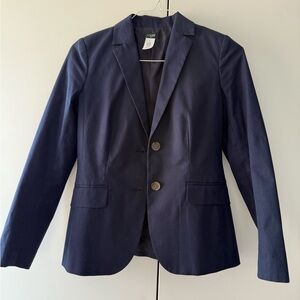 J.Crew Navy Blue Tailored Blazer Size 2 – Classic Two Button Work Office Jacket